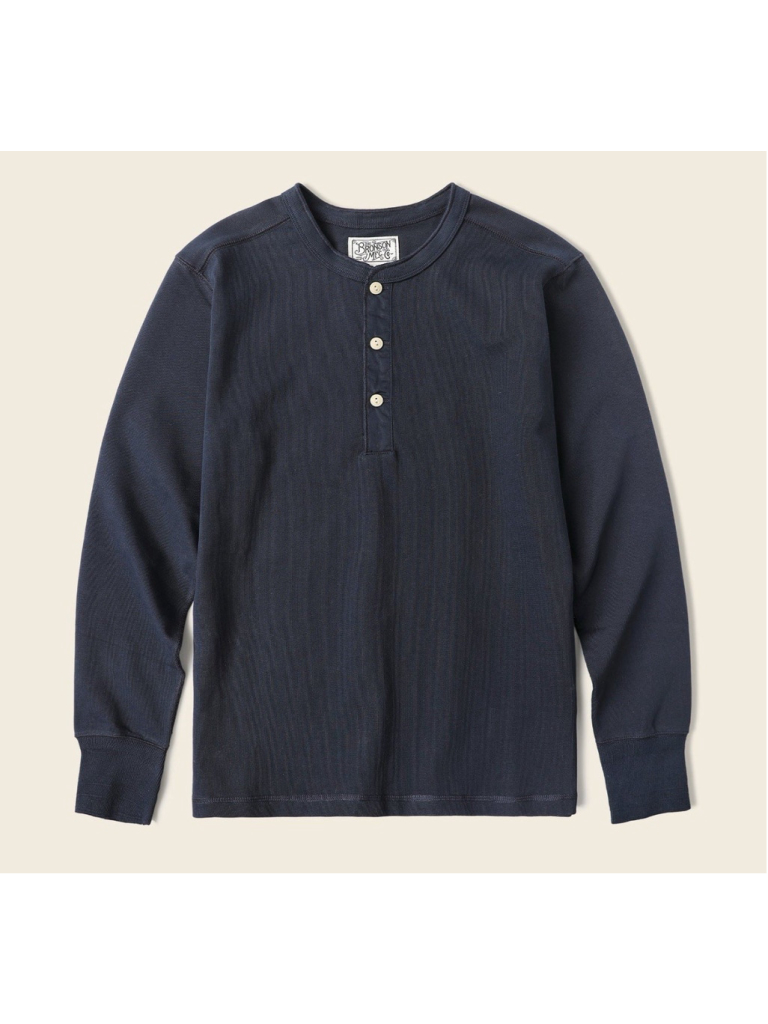 Vintage Long Sleeve Henley Shirt Navy Bronson Navy Size L Ship — image 7 of 8